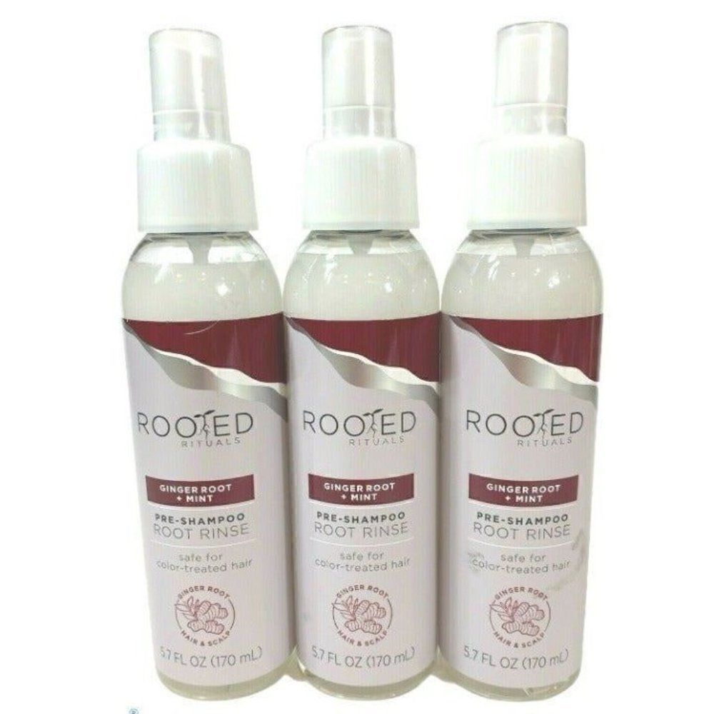 ROOTED RITUALS Pre-Shampoo Root Rinse Ginger Root + Mint  5.7oz bottles 3 pack